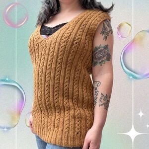 vtg 90s/y2k thick knit cap sleeve sweater vest, no brand or sz, fits like md/lg